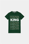 KING Printed Green T-Shirt for Boys - MYK_Fatimas