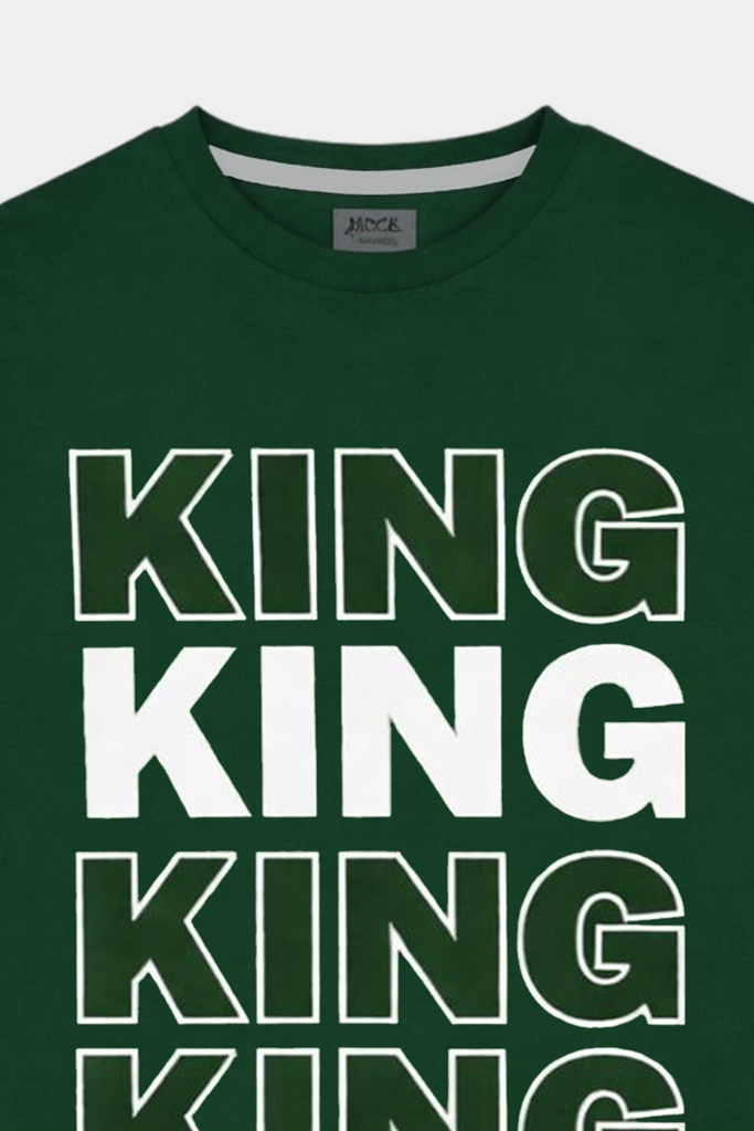 KING Printed Green T-Shirt for Boys - MYK_Fatimas