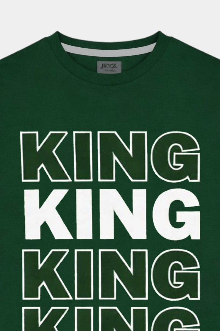 KING Printed Green T-Shirt for Boys - MYK_Fatimas