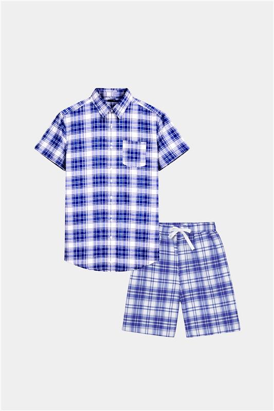 Boys' Blue & White Checkered Summer Set - MYK_Fatimas
