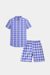 Boys Checkered Shirt & Shorts Set