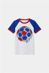 Boys' Summer Football Print T-Shirt & Shorts Set – Red, Blue & Grey Combo - MYK_Fatimas