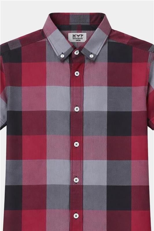Boys Red & Grey Checkered Shirt with Matching Shorts Summer Outfit Set - MYK_Fatimas