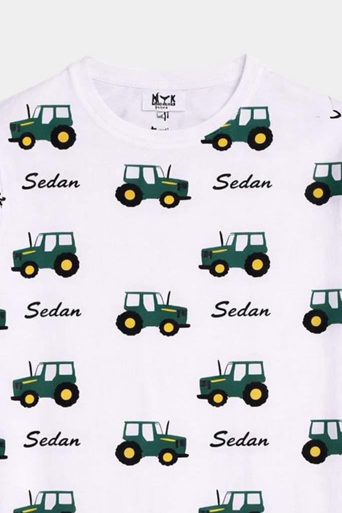 Boys Tractor Print "Sedan" Summer T-Shirt & Shorts Set - MYK_Fatimas