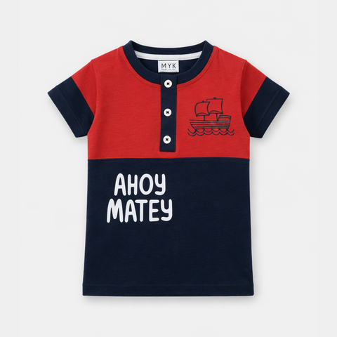 Ahoy Matey Nautical T-Shirt & Shorts Set for Boys - MYK_Fatimas