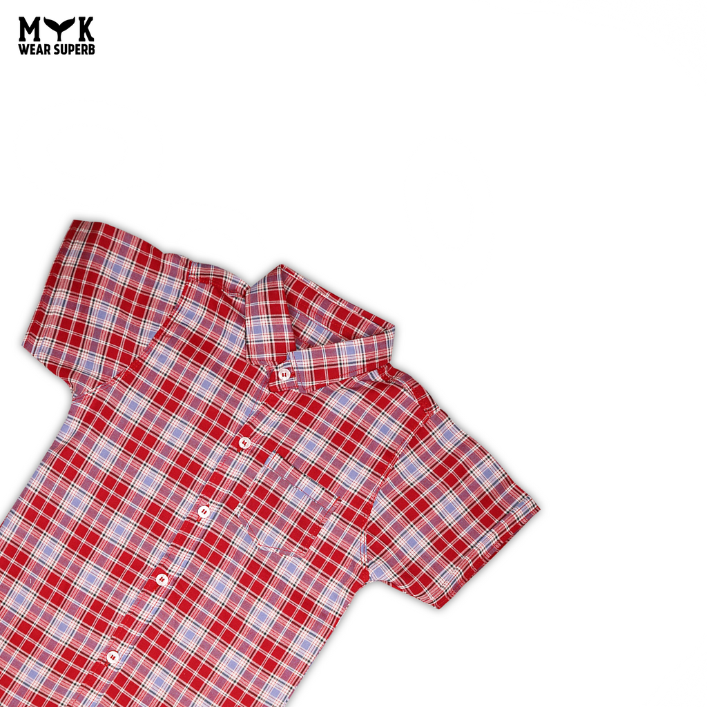 Classic Red Plaid Boys' Summer Shirt – Stylish & Comfortable - MYK_Fatimas