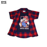 Super Mario Checkered Open Shirt & T-Shirt Set - MYK_Fatimas
