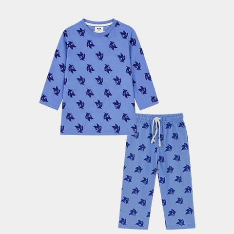 Blue Fox Print Summer Night suit Set - MYK_Fatimas