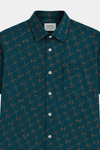Boys' Olive Green Geometric Printed Casual Shirt