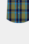 Boys' Stylish Plaid Short-Sleeve Shirt – Olive Green & Blue