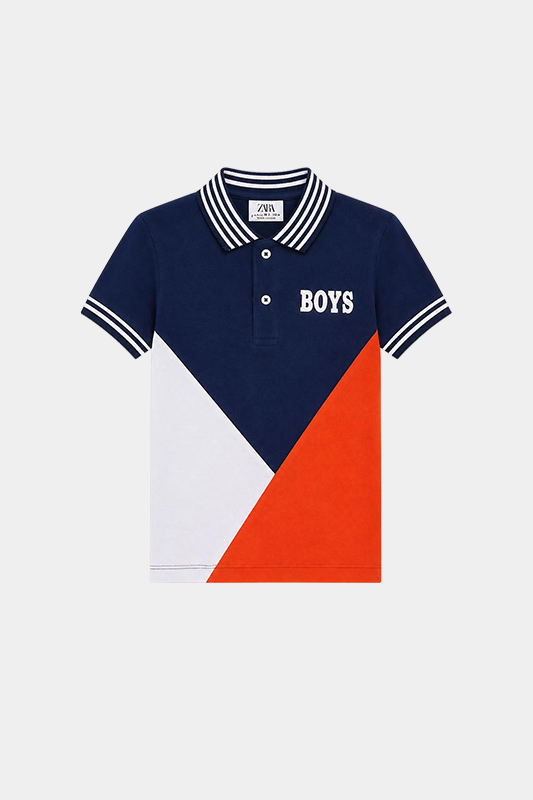 Orange , White and dark blue Boys Polo shirt