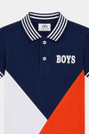 Orange , White and dark blue Boys Polo shirt