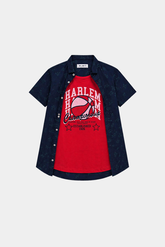 Boys' Harlem Basketball Graphic Tee with Open Shirt - MYK_Fatimas