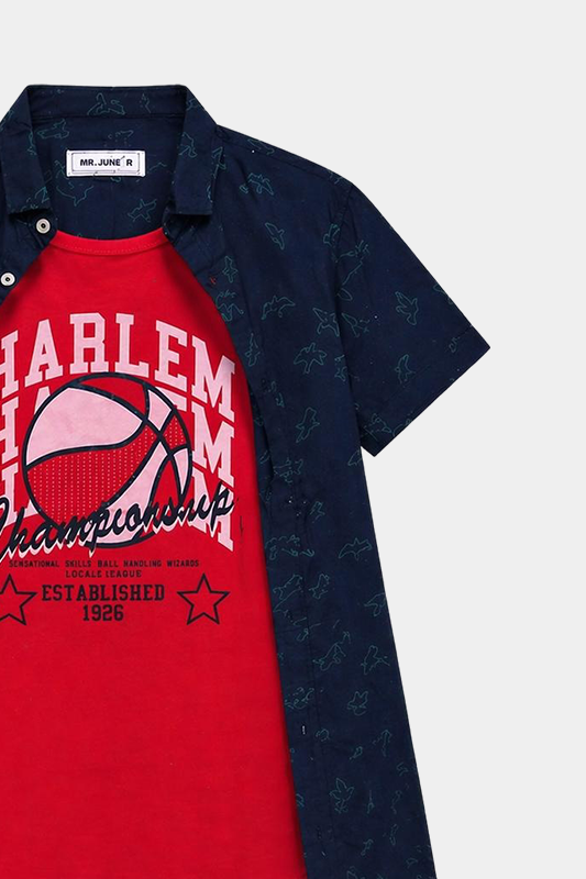 Boys' Harlem Basketball Graphic Tee with Open Shirt - MYK_Fatimas