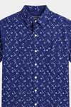 Navy Blue Geometric Printed Shirt for Boys - MYK_Fatimas