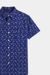 Navy Blue Geometric Printed Shirt for Boys - MYK_Fatimas