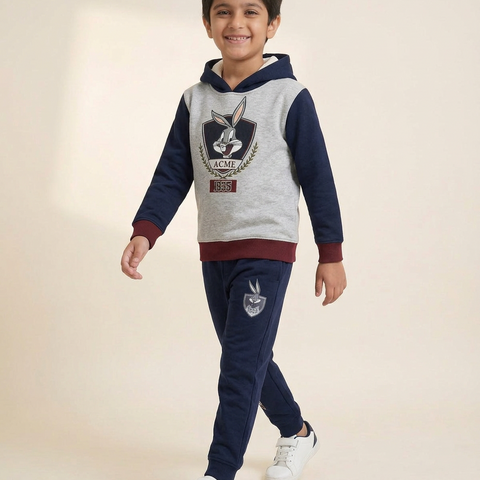 Kids Bugs Bunny Color Block Hoodie & Trouser Set – 2 Piece