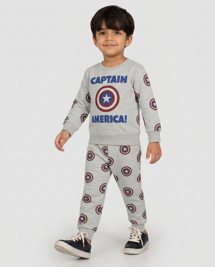 Kids Captain America Graphic Sweatshirt & Trouser Set