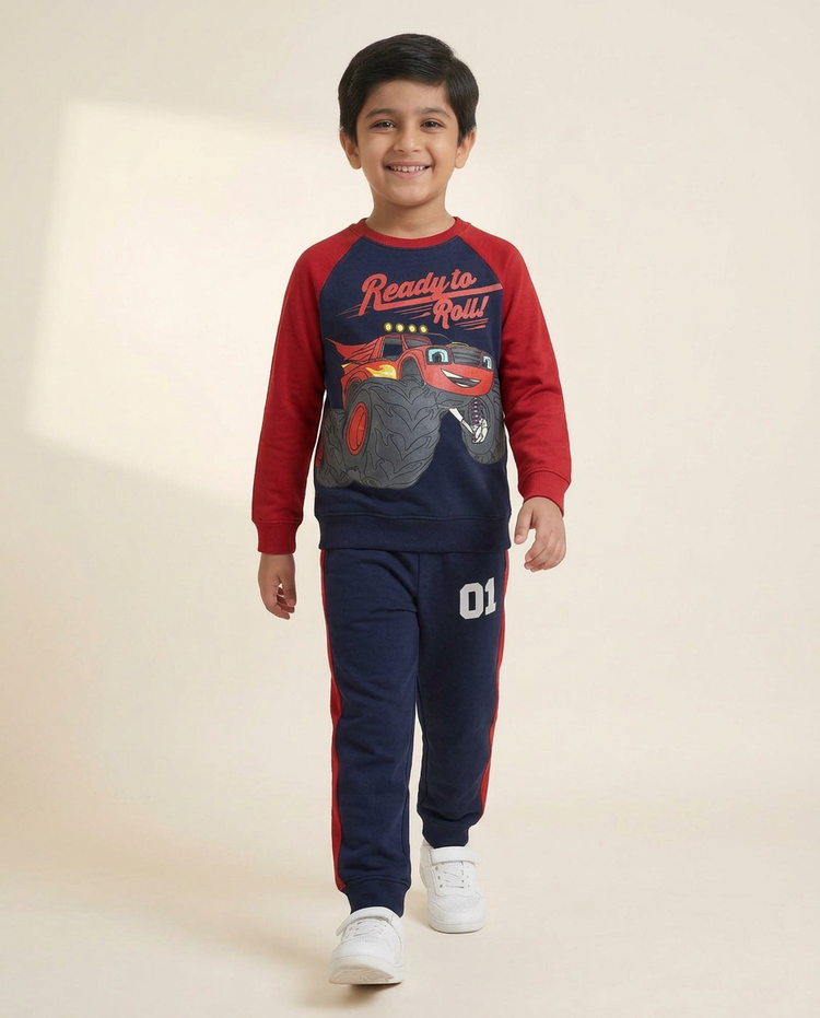 Boys Ready to Roll Monster Truck Navy Sweat Suit 