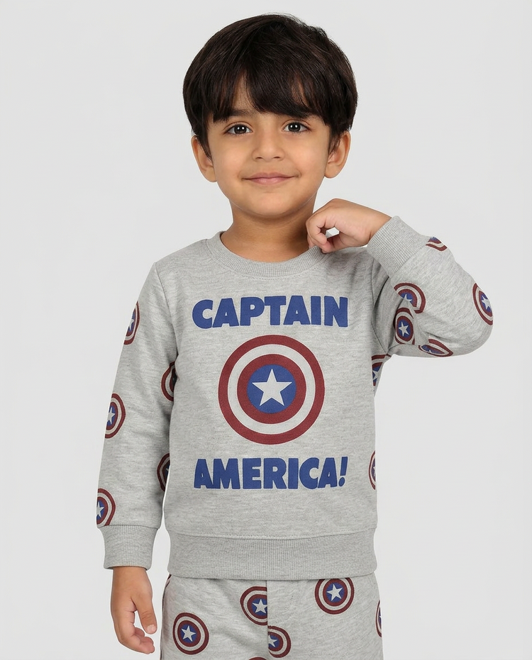 Kids Captain America Graphic Sweatshirt & Trouser Set