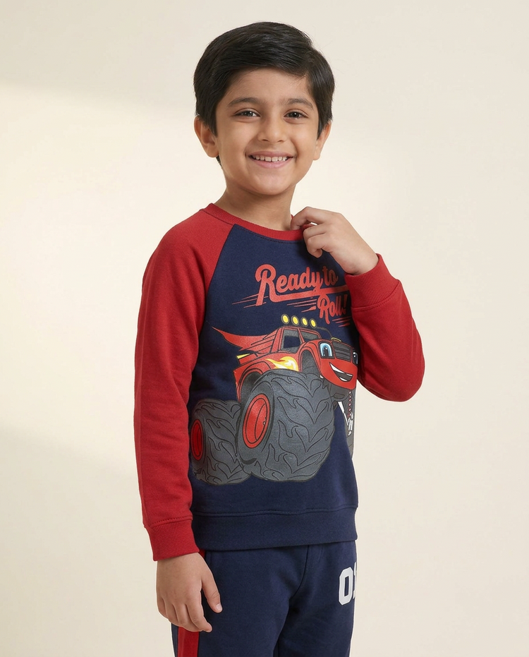 Boys Ready to Roll Monster Truck Navy Sweat Suit 