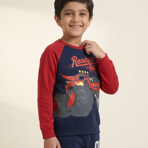 Boys Ready to Roll Monster Truck Navy Sweat Suit 