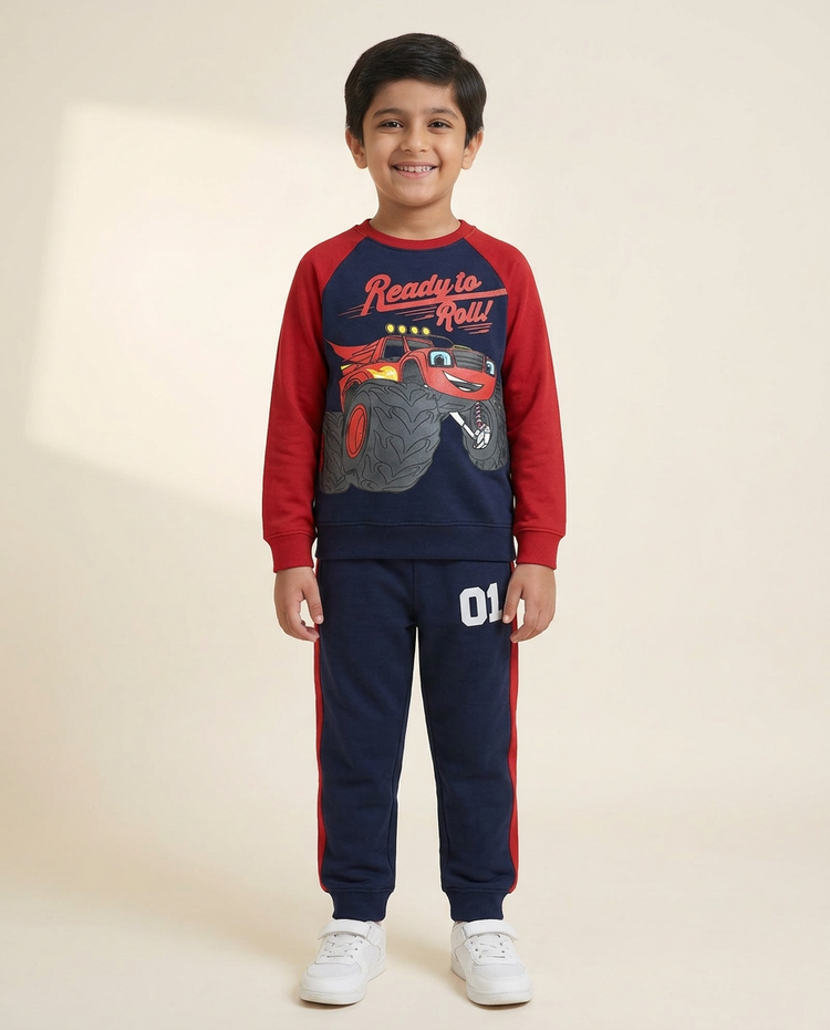 Boys Ready to Roll Monster Truck Navy Sweat Suit 